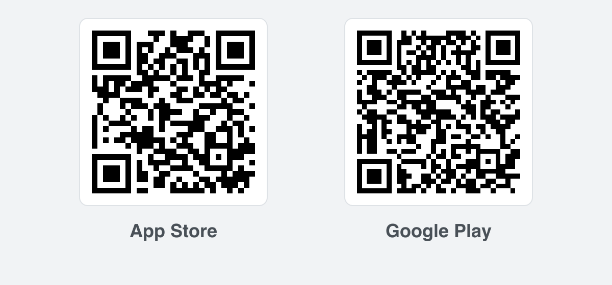 QR codes for the AirPlx app on the App Store and Google Play