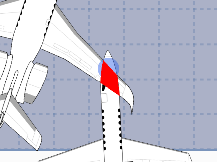 Aircraft overlap showing red collision