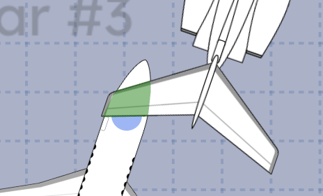Aircraft overlap visualization showing safe green overlap