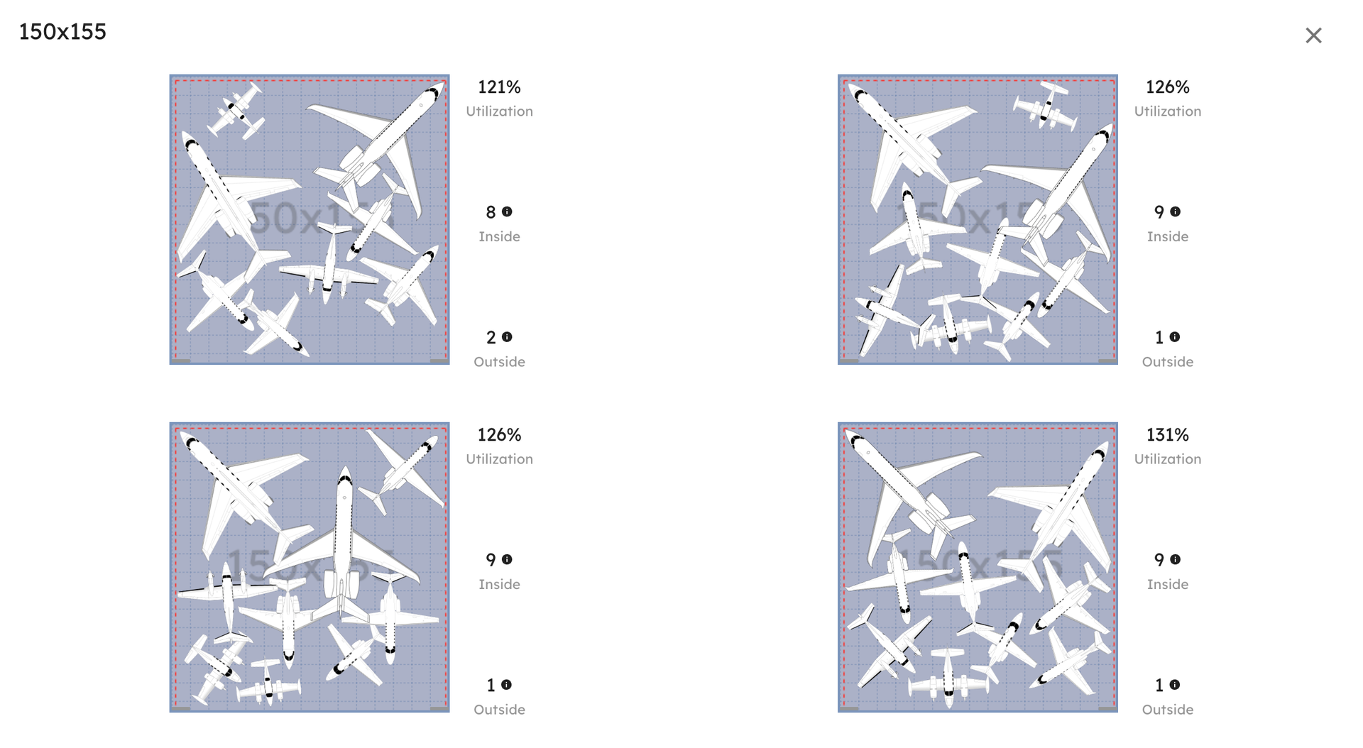 150×155 hangar layout