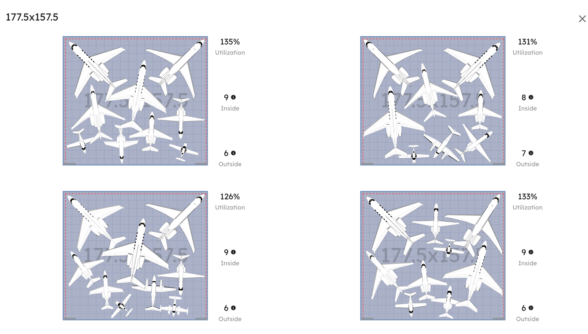 177.5×157.5 hangar layout