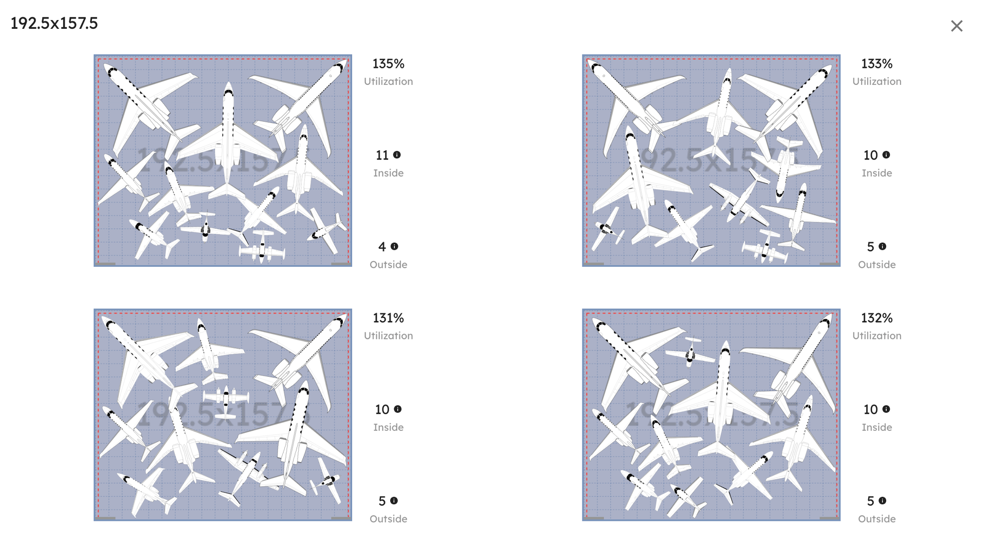 192.5×157.5 hangar layout