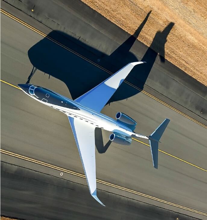 Aircraft wingspan aerial view