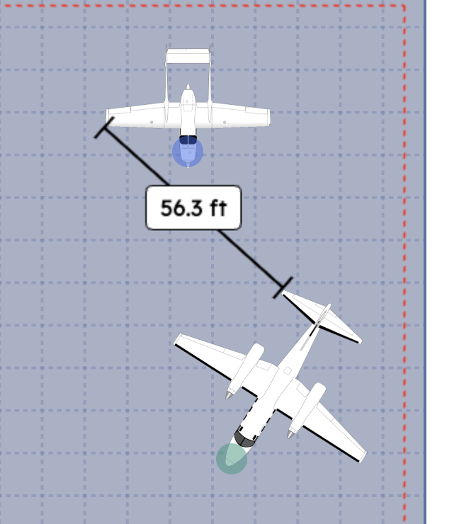 Digital Measuring Tool for Aircraft Clearances - Real-time distance calculations between aircraft for safe hangar positioning