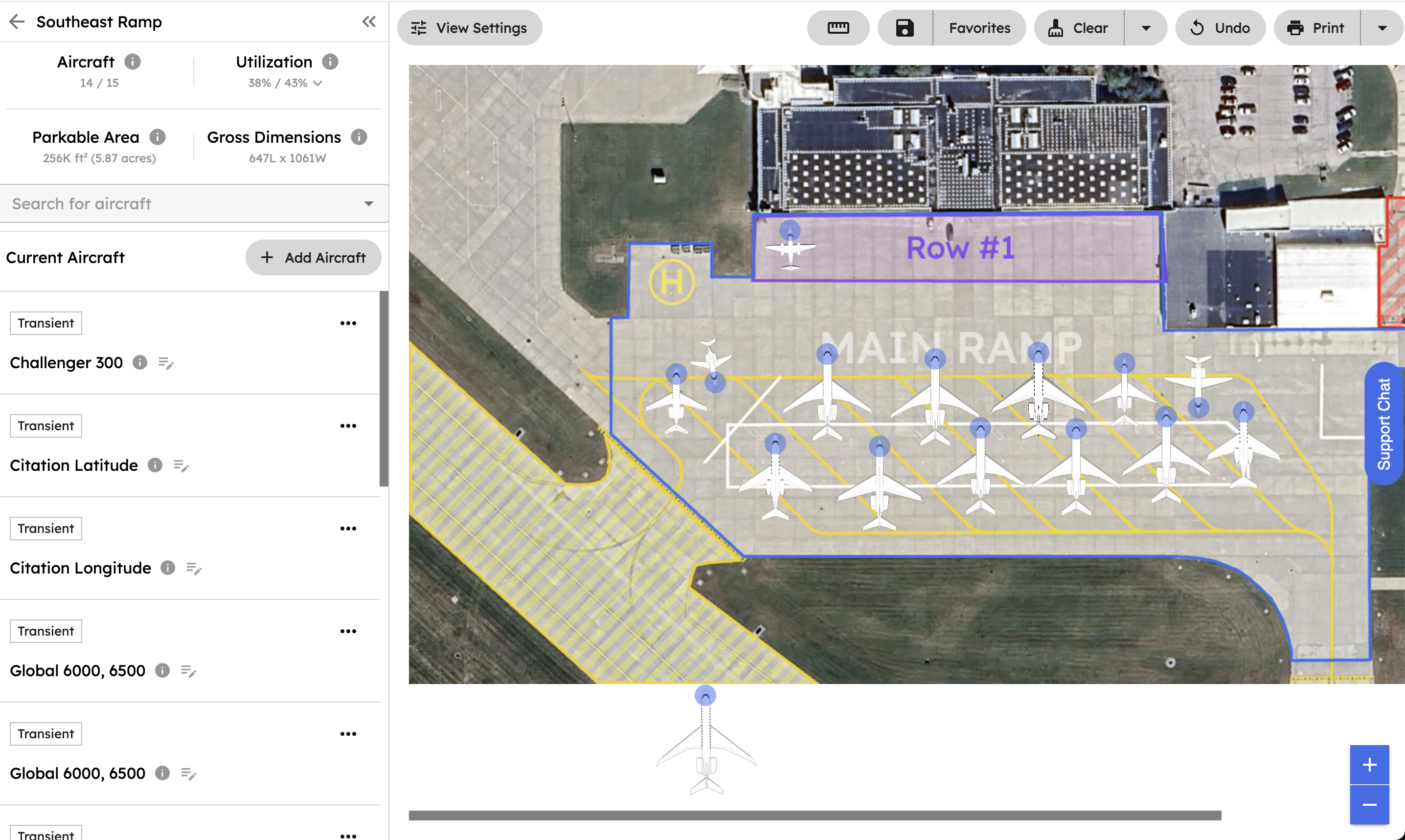 Data analytics dashboard showing ramp utilization metrics