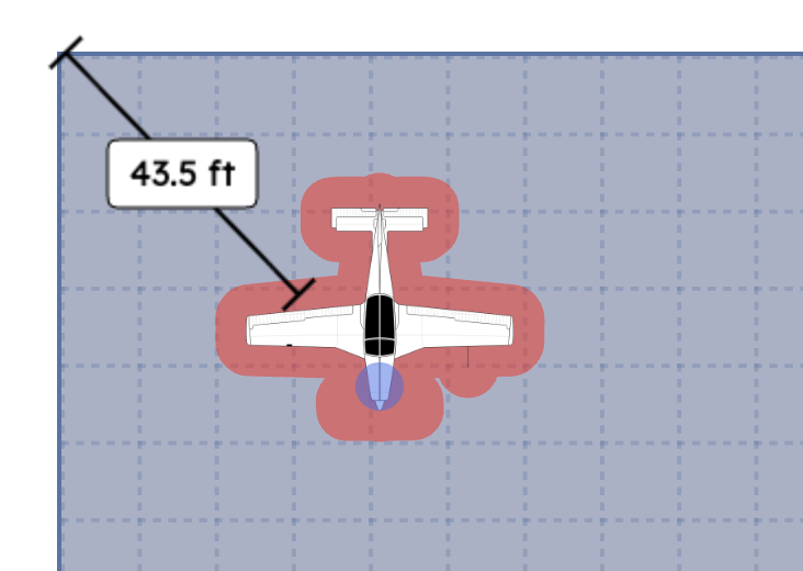 AirPlx measurement and calibration tools showing precise distance calculations