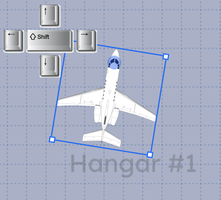 Keyboard shortcut reference showing arrow keys and shift modifiers