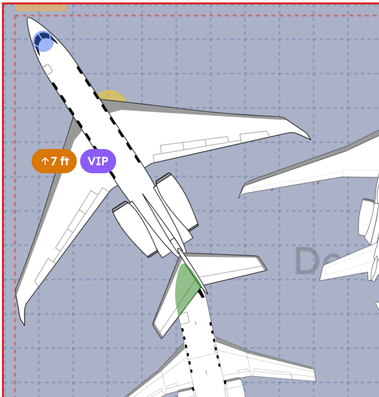 Overlap detection respecting jacked aircraft height
