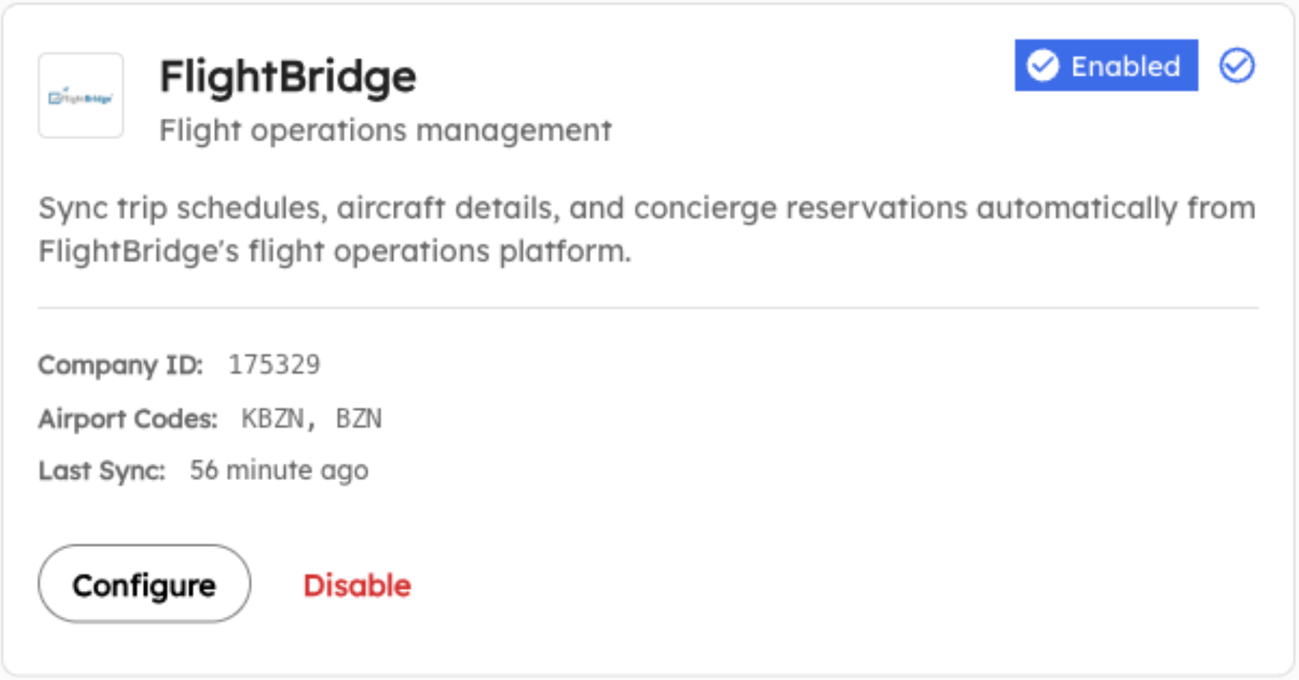 FlightBridge configuration screen in AirPlx