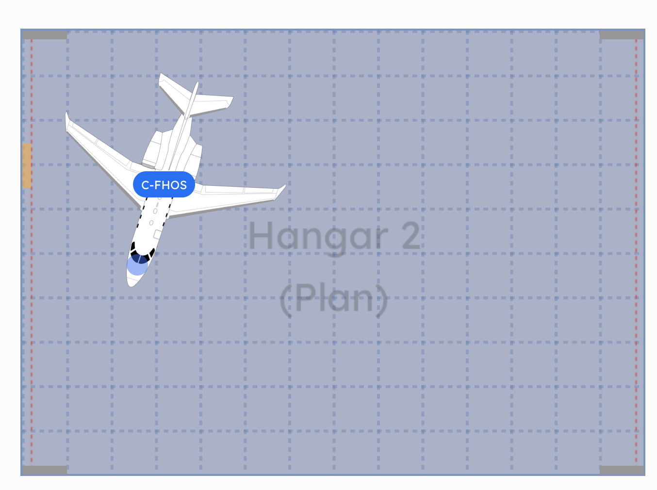 Multi-door hangar showing two doors on different walls